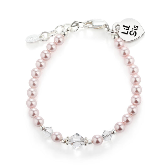Sterling Silver Little Sister Bracelet with Heart Baby Gift: Small 0-12m