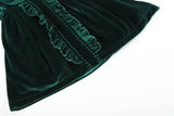 Green Velour Flutter Sleeve Dress
