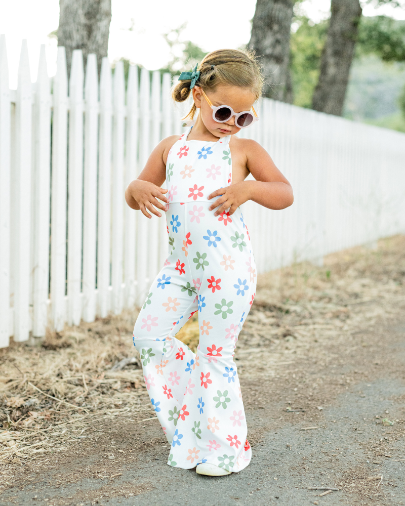 Andi Pleated Bell Bottom Jumpsuit - Summer Blooms