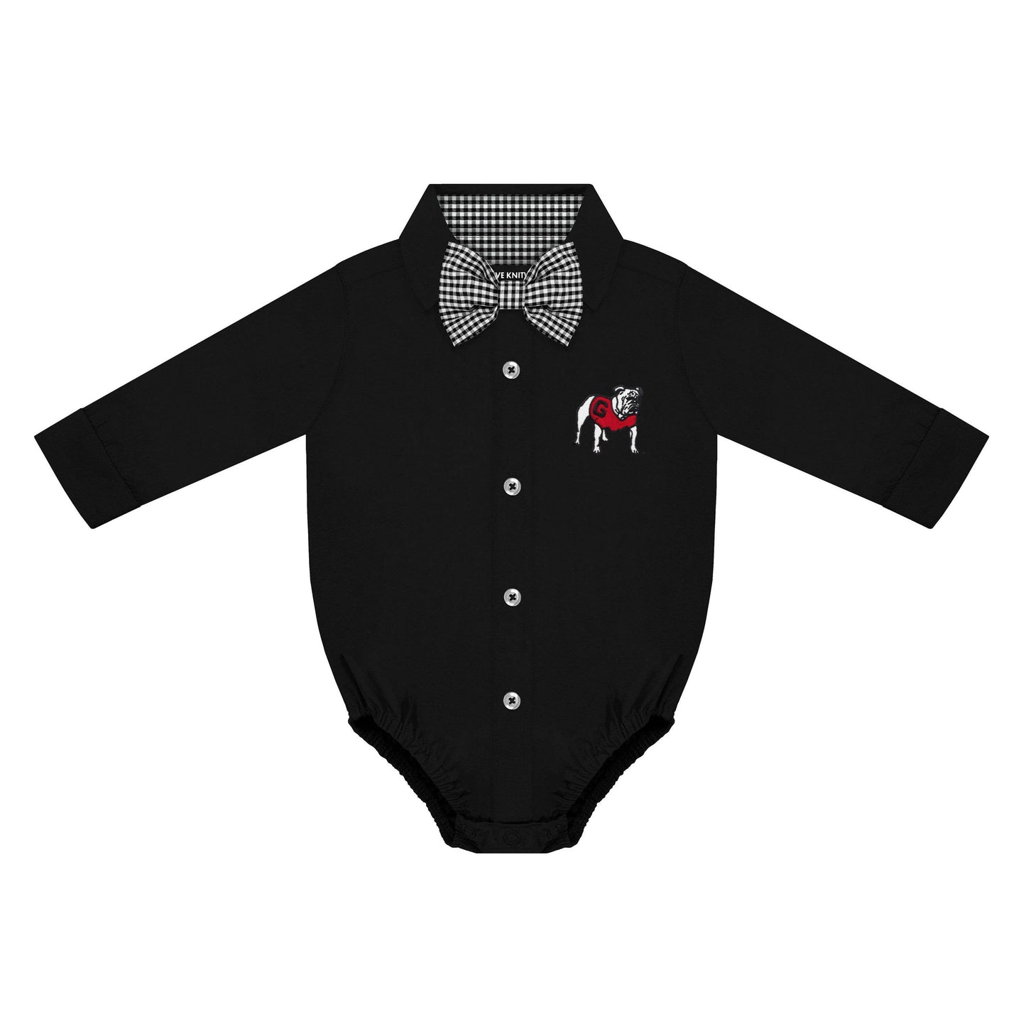 Georgia Bulldogs Infant Button-Up Bodysuit with Bowtie