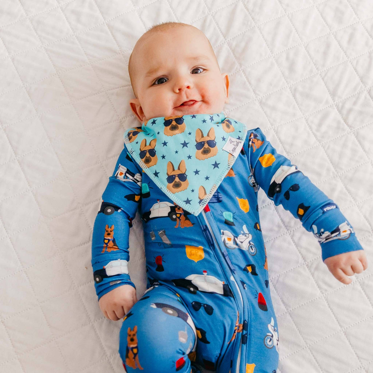 Copper Pearl - 4 Pack Baby Bandana Bibs - Police Officer