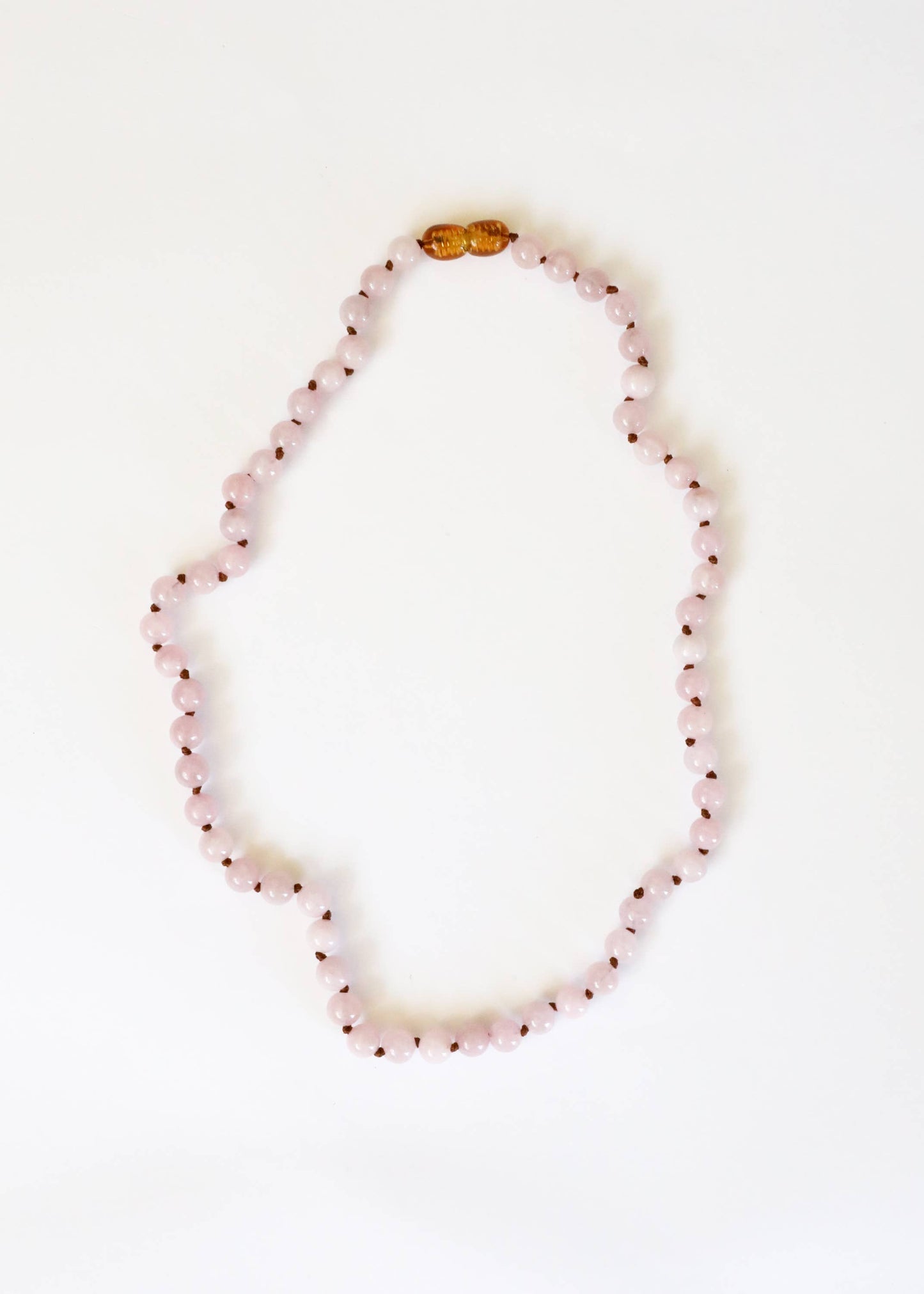 Pure Gemstone + Pink Rose Quartz Beaded Necklace :13"