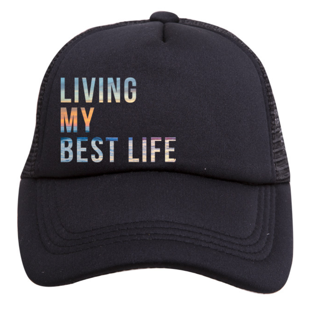 Living My Best Life Trucker Hat: Toddler / Black