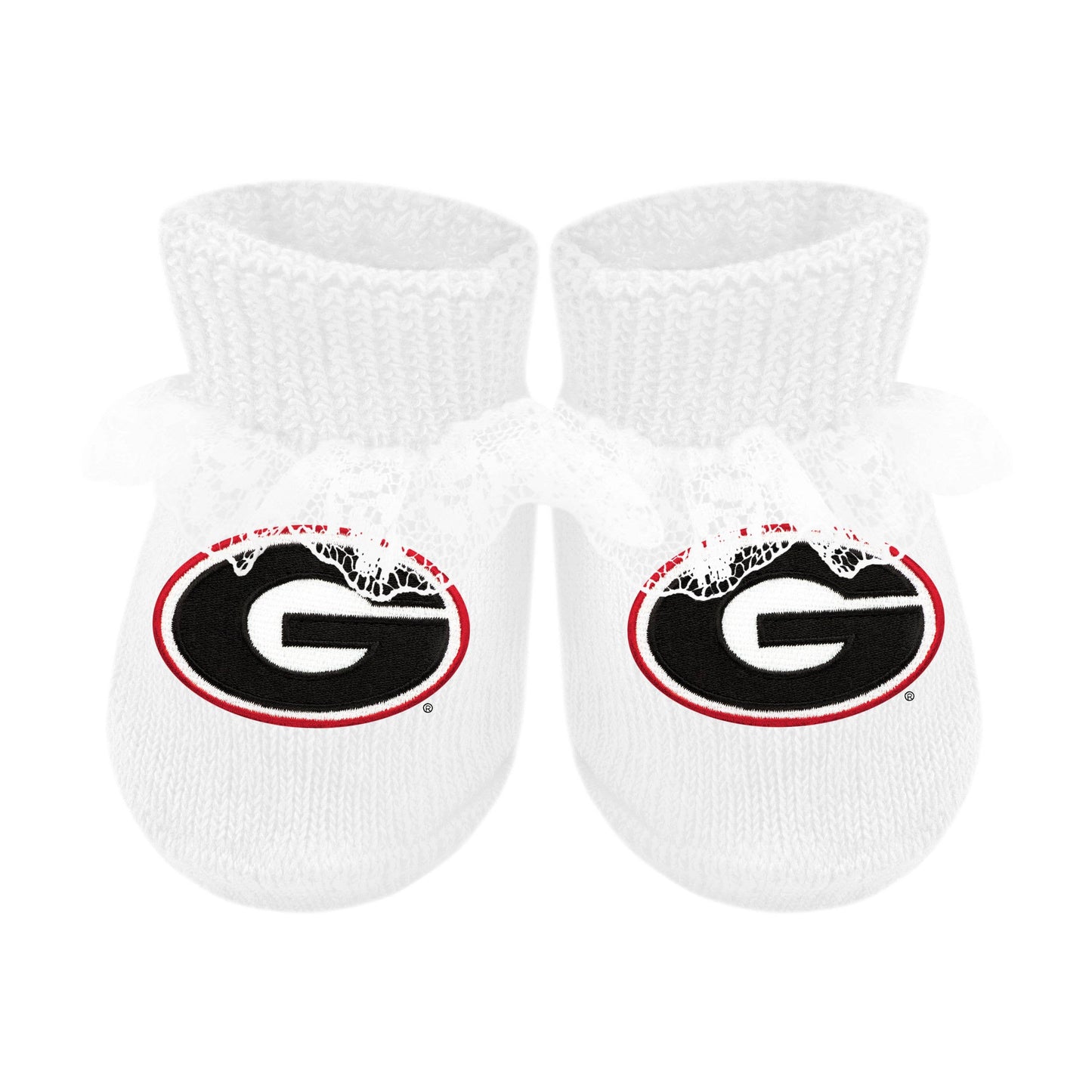 Georgia Bulldogs Newborn Lace Booties