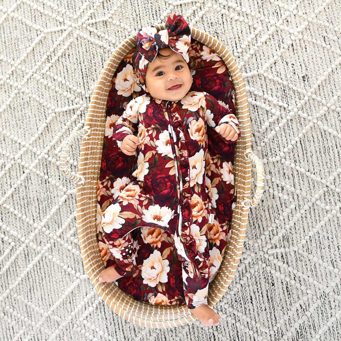 Maya RUFFLE ZIP Bamboo Onesie Floral