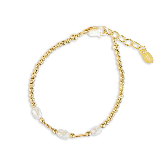 14K Gold-Plated Pearl Baby Bracelet for Kids: Medium 1-5 Years