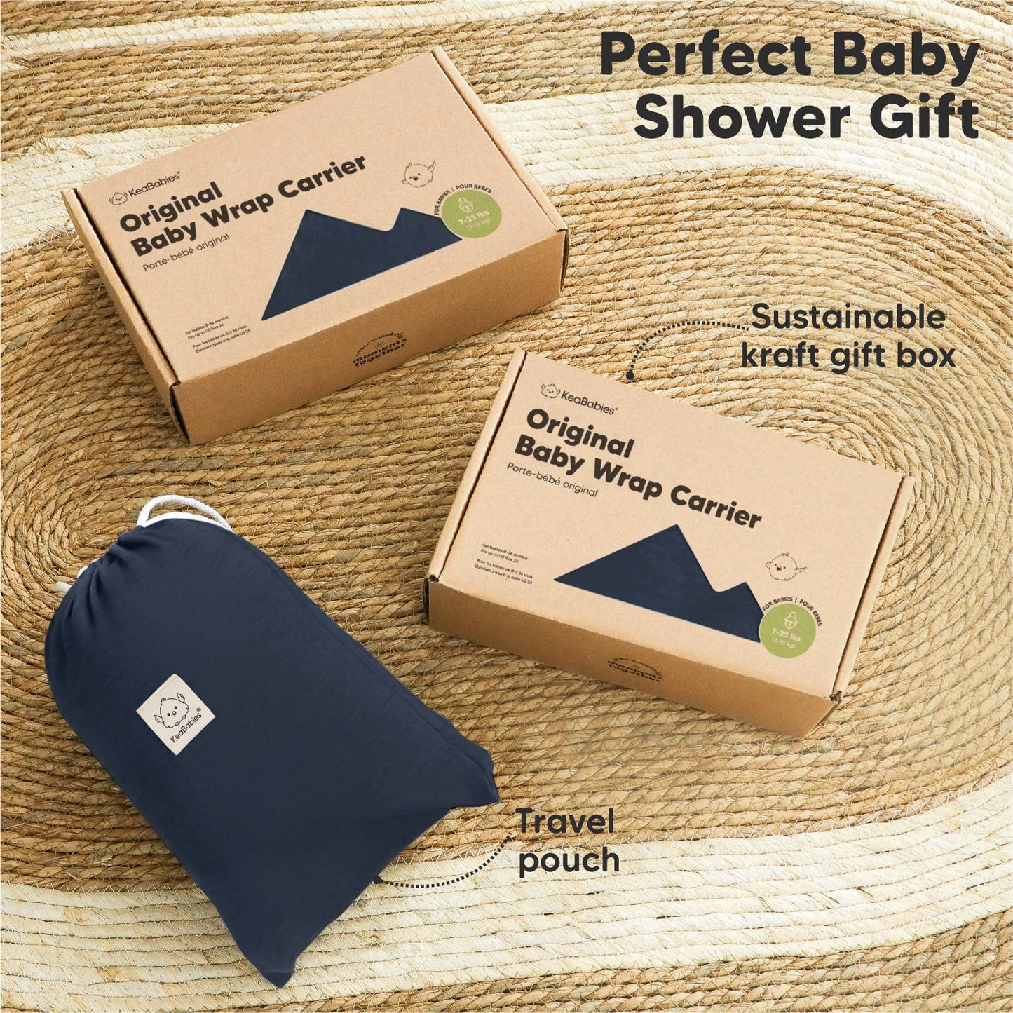 KeaBabies Original Baby Wrap Carrier: Midnight