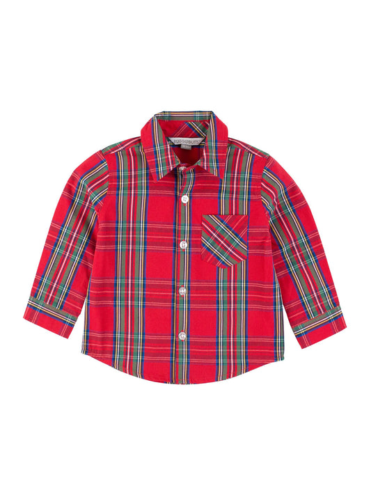 Tis The Season Plaid Long Sleeve Button Down Shirt