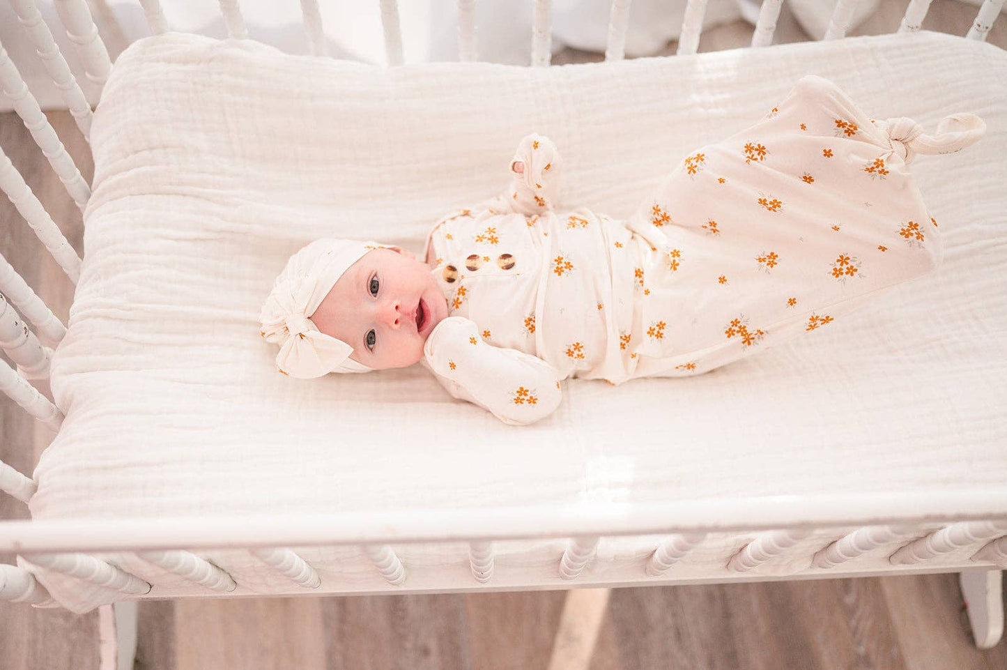 Knotted Baby Gown - Caramel Bloom