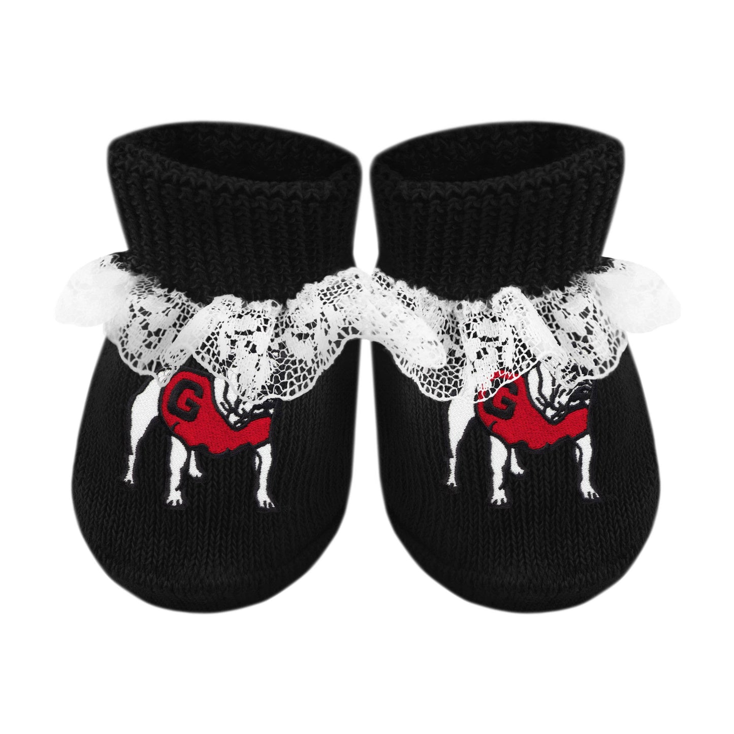 Georgia Bulldogs Newborn Lace Booties