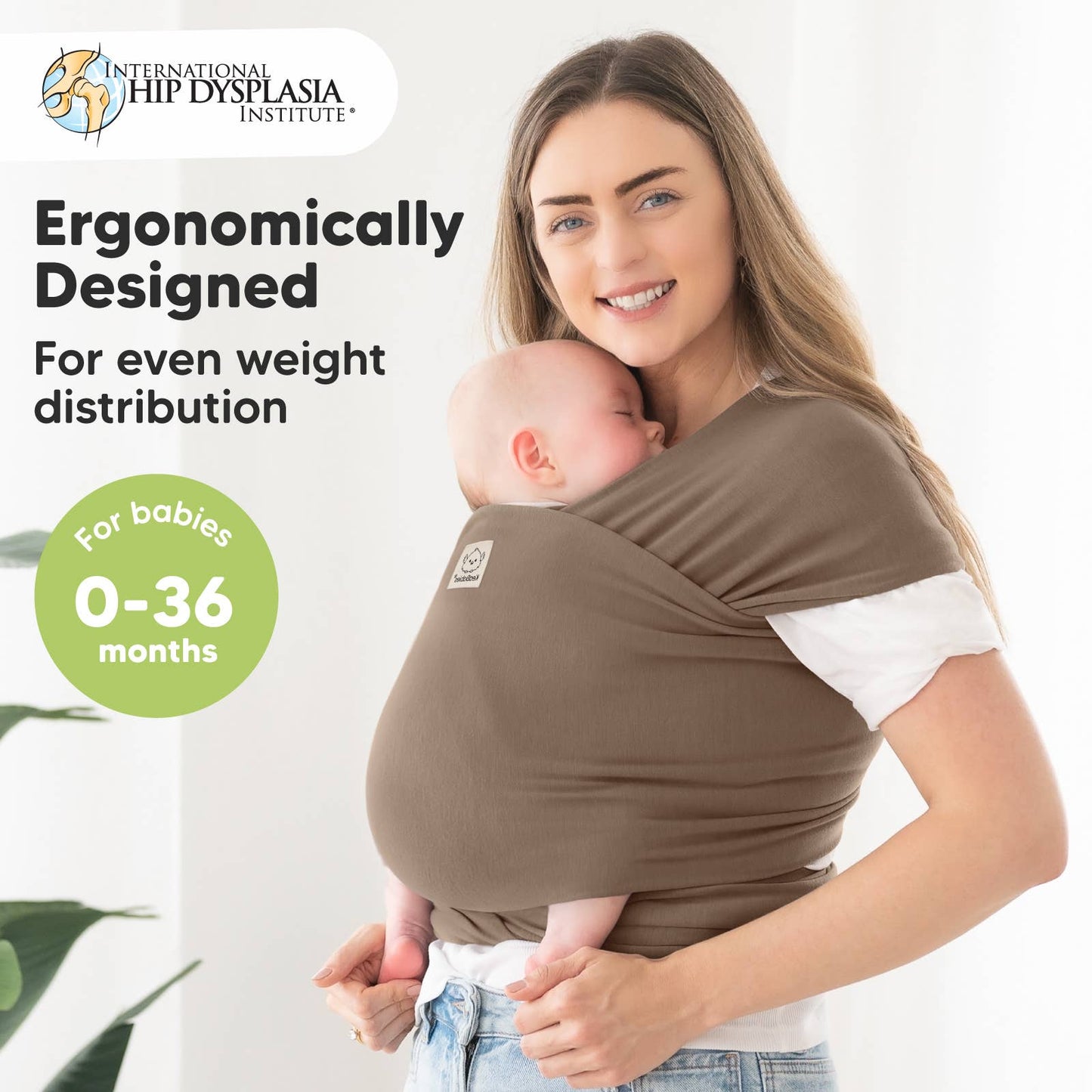 KeaBabies Original Baby Wrap Carrier: Saddle Brown