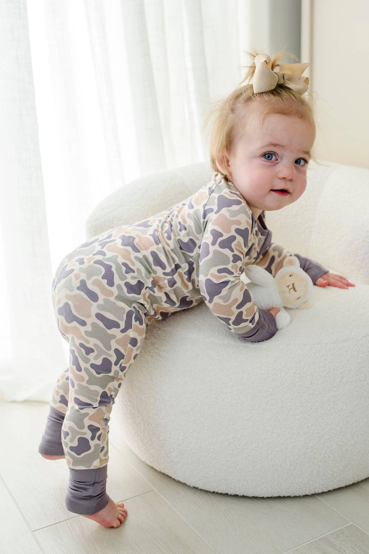 Convertible Bamboo Zip Romper | Camo Cutie
