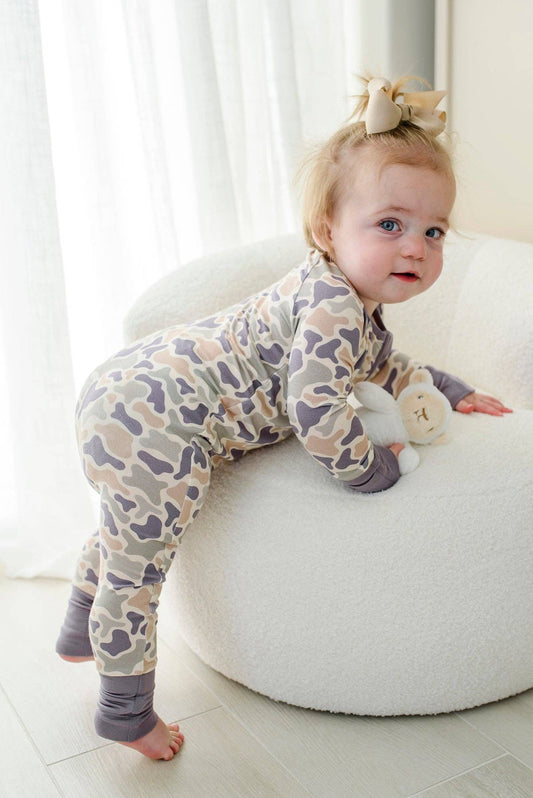 Convertible Bamboo Zip Romper | Camo Cutie
