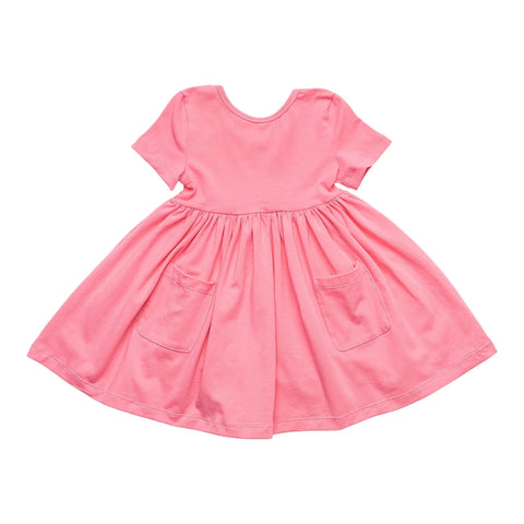 Flamingo Pink S/S Pocket Twirl Dress
