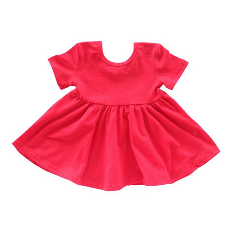 Short Sleeved Red Twirl Dress