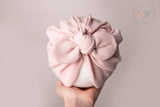 Pale Pink Ribbed Baby Bow Turban