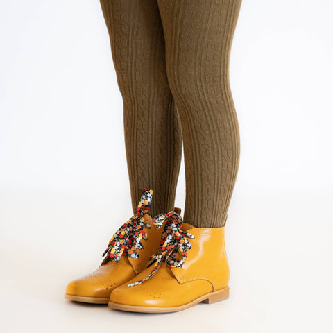 Little Stocking Co. - Olive Cable Knit Tights
