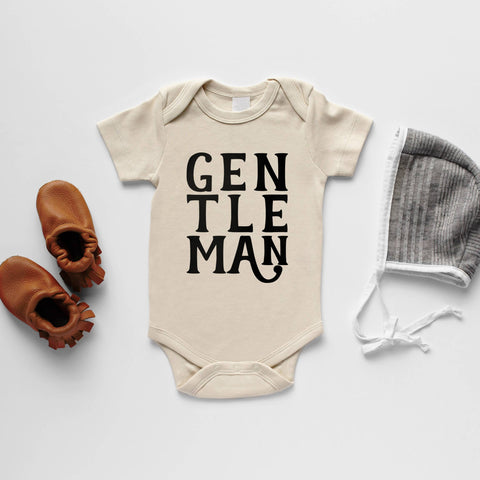 Cream Gentleman Organic Baby Bodysuit