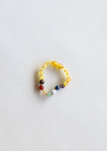 CanyonLeaf - Raw Honey Amber + CHAKRA Crystals || Anklet or Bracelet