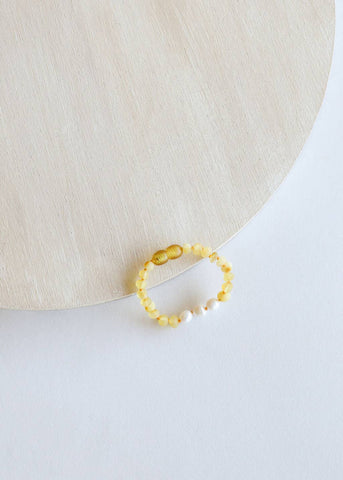 Raw Honey Amber + Pearls || Anklet or Bracelet