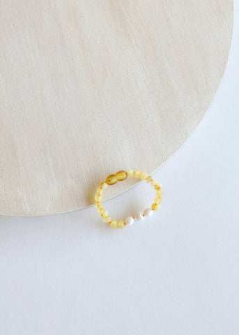 CanyonLeaf - Raw Honey Amber + Pearls || Anklet or Bracelet