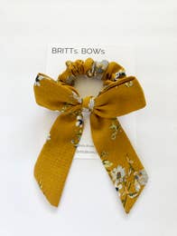Mustard Floral Scrunchie with Bow