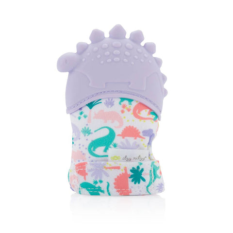 Itzy Mitt Silicone Teething Mitts- Lilac Dino