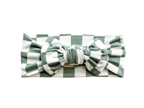 Jade Checkered Bow Headband