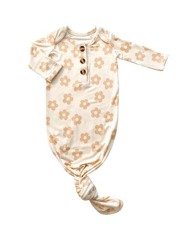 Knotted Baby Gown -  Blush Daisy