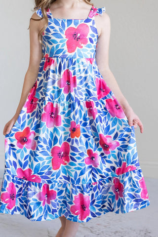 Vivid Garden Ruffle Maxi Dress