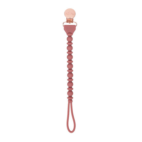 Sweetie Strap™ Silicone One-Piece Pacifier Clips: Rosewood Beaded