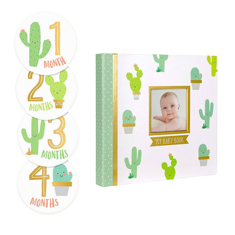 Pearhead - Baby Memory Book & Sticker Set, Cactus