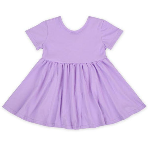 Short Sleeved Lavender Twirl Dress