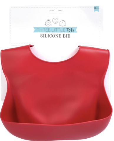 Ruby Red Silicone Bib with Crumb Catcher