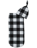 Cutie Cocoon; Matching Cocoon & Hat Set - Black & White Gingham