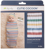 Cutie Cocoon; Matching Cocoon & Hat Set - Dusty Rainbow Stripe
