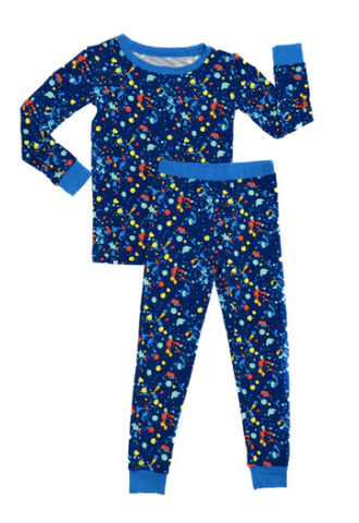 Blue Paint Party Two-Piece Bamboo Viscose Pajama Set
