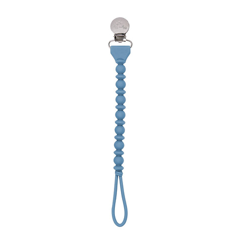 Sweetie Strap™ Silicone One-Piece Pacifier Clips: Blue Beaded