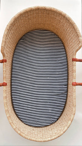Modern Burlap - Versatile Moses Basket / Bassinet / Small Cover - Stripe