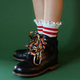 Little Stocking Co. - Red Stripe Lace Midi Socks