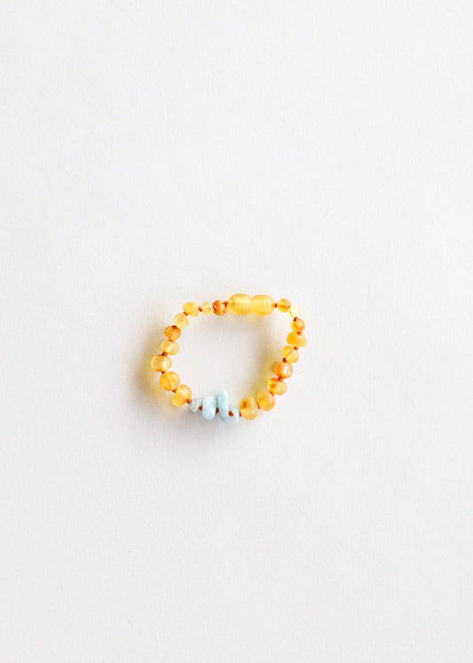 Raw Honey Amber + Raw Blue Amazonite || Anklet or Bracelet