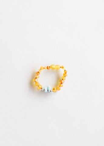 CanyonLeaf - Raw Honey Amber + Raw Blue Amazonite || Anklet or Bracelet