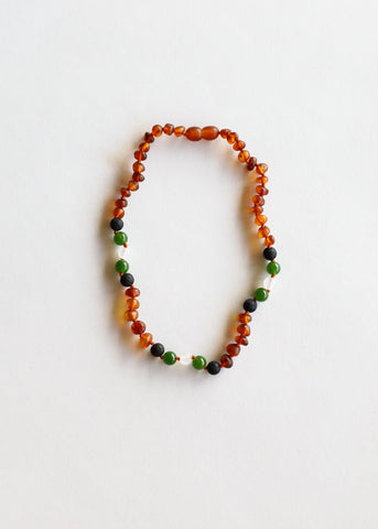 CanyonLeaf - Raw Cognac Amber || Lava + Jade + Agate ||
