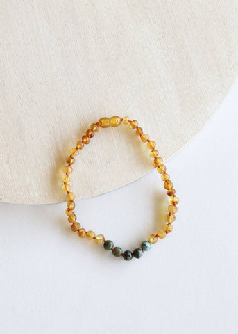 CanyonLeaf - Raw Honey Amber + Turquoise Jasper Necklace