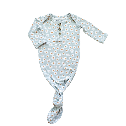 Knotted Baby Gown -  Blue Daisy: Gown Only