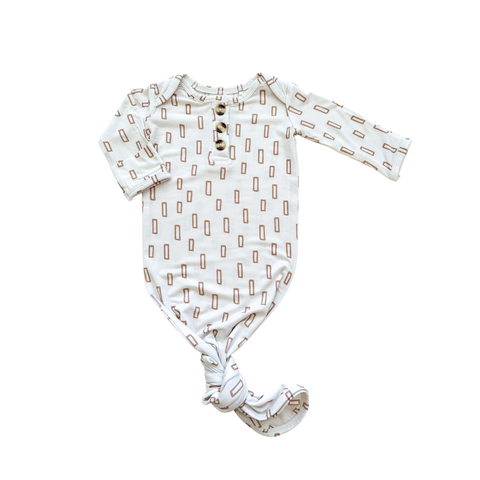Neutral Rectangle Knotted Baby Gown