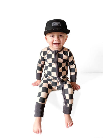 Checked Out Convertible Footie Romper