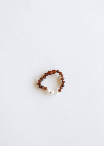 Raw Cognac Amber + Pearls || Anklet or Bracelet