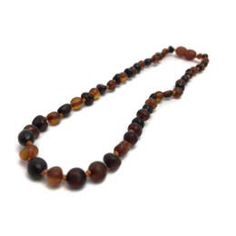 Raw Cognac Cherry Baltic Amber Necklace for Baby, Infant, Toddler, Big Kid.