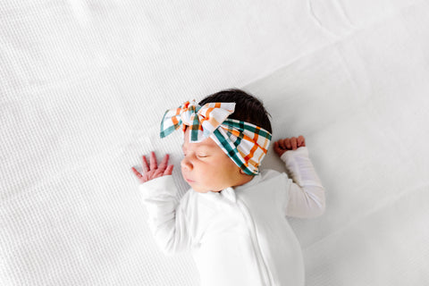 Baby Bling Bows - PRINTED KNOT: harvest plaid
